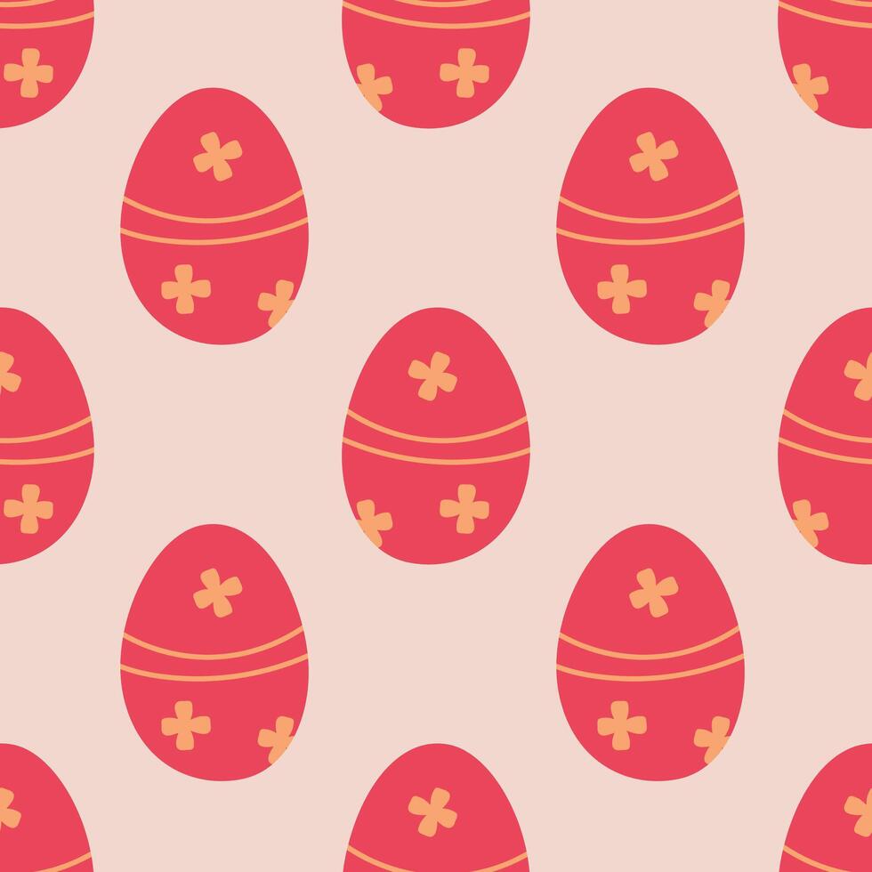 Seamless easter spring vector pattern with easters eggs