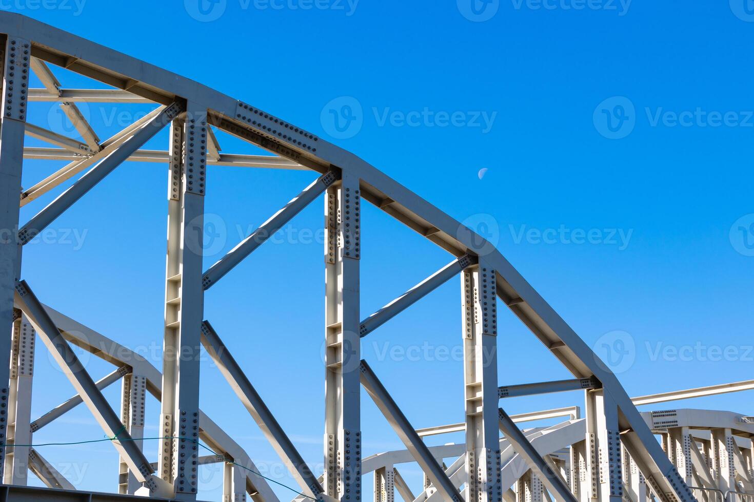 Details of the modern steel railway or railroad bridge. photo