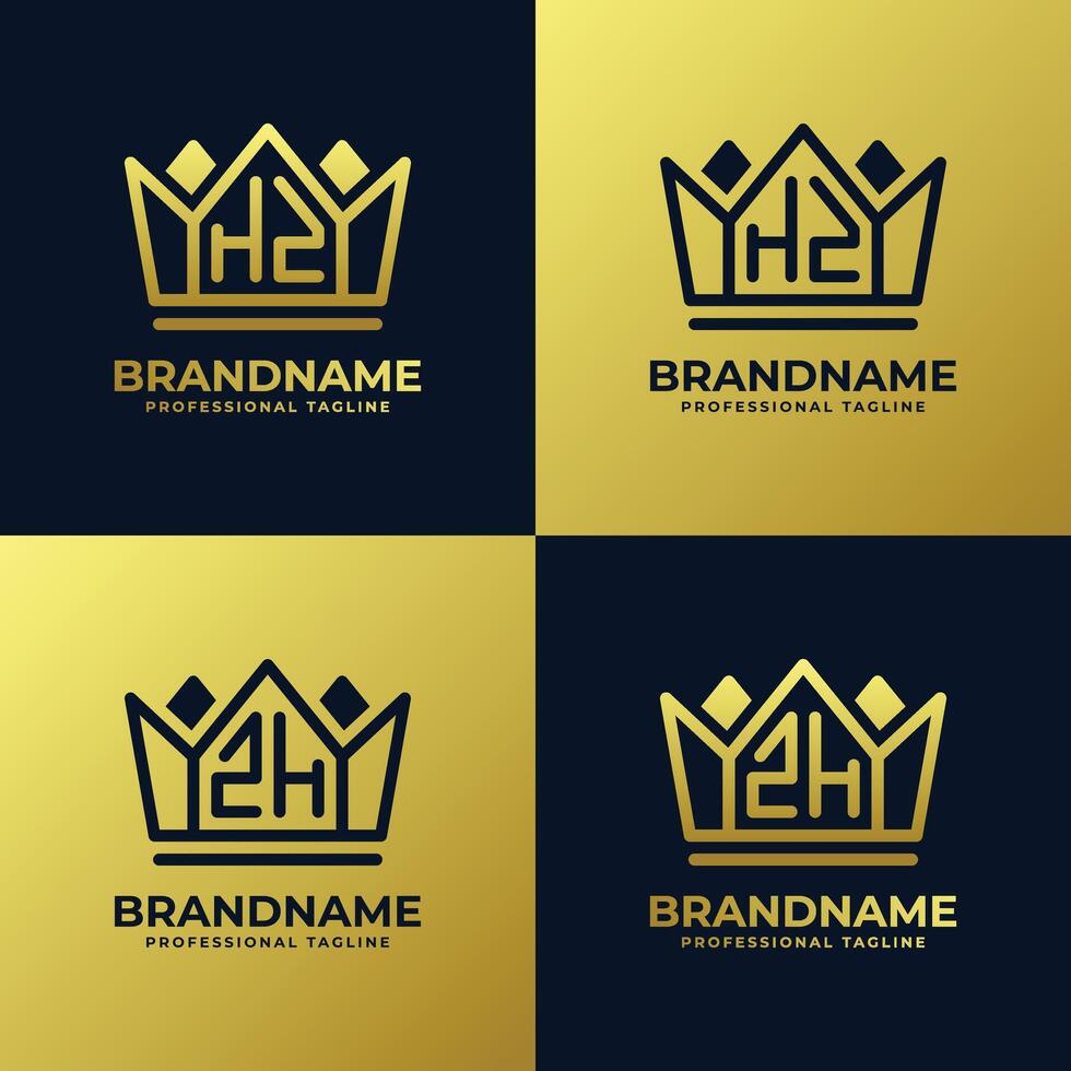 Letters HZ and ZH Home King Logo Set, suitable for business with HZ and ZH initials vector