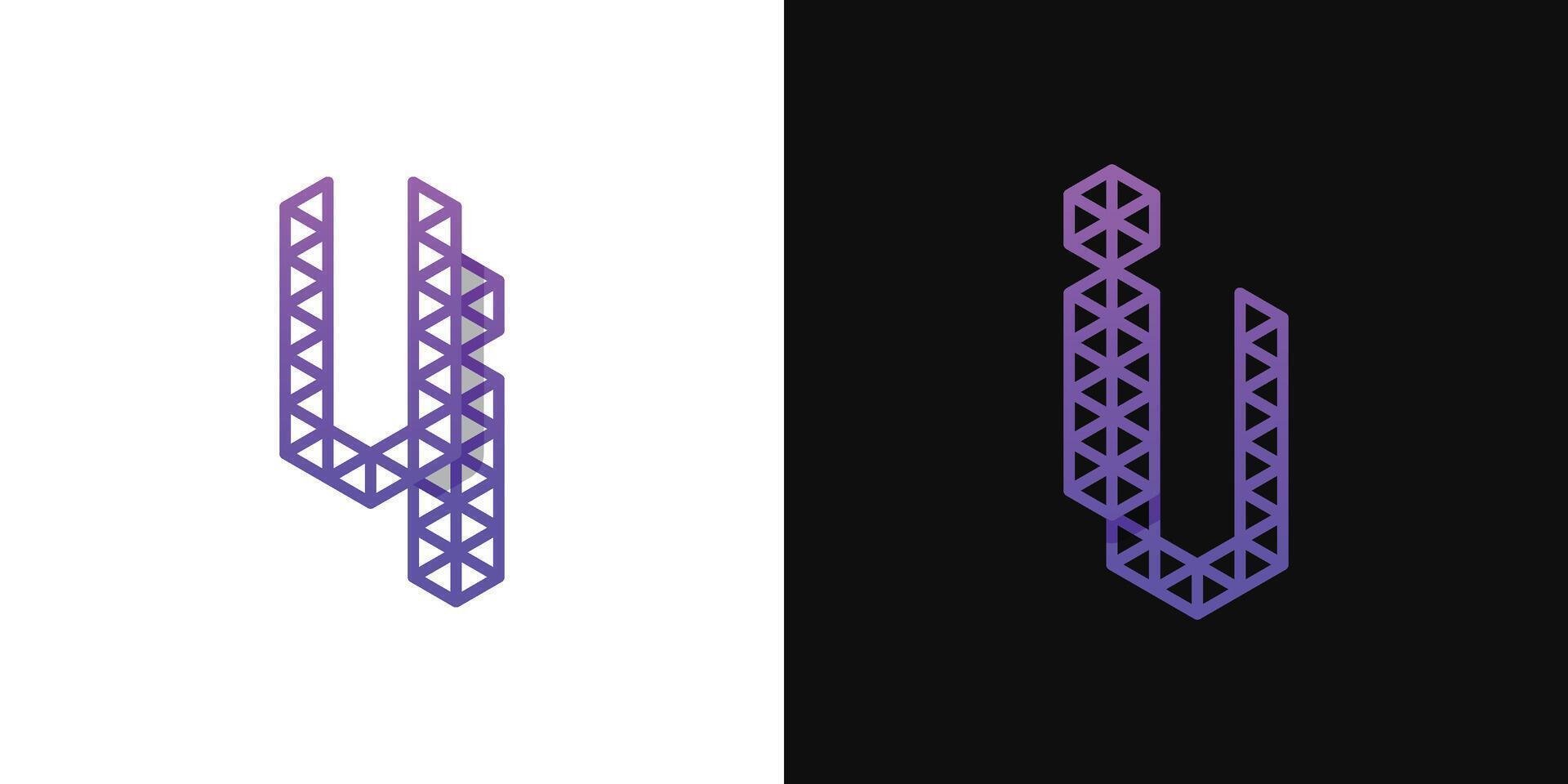 Letters IU and UI Polygon Logo, suitable for business related to polygon with IU or UI initials vector