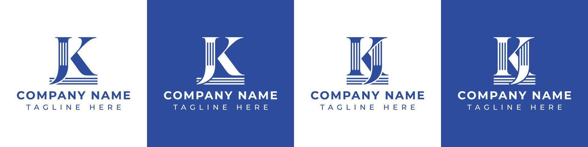 Letters JK and KJ Pillar Logo, suitable for business with JK and KJ related to Pillar vector