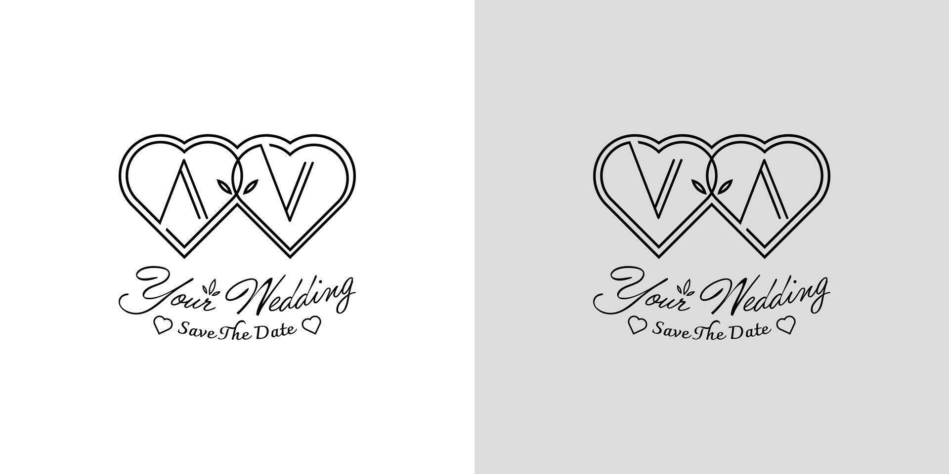 Letters AV and VA Wedding Love Logo, for couples with A and V initials vector