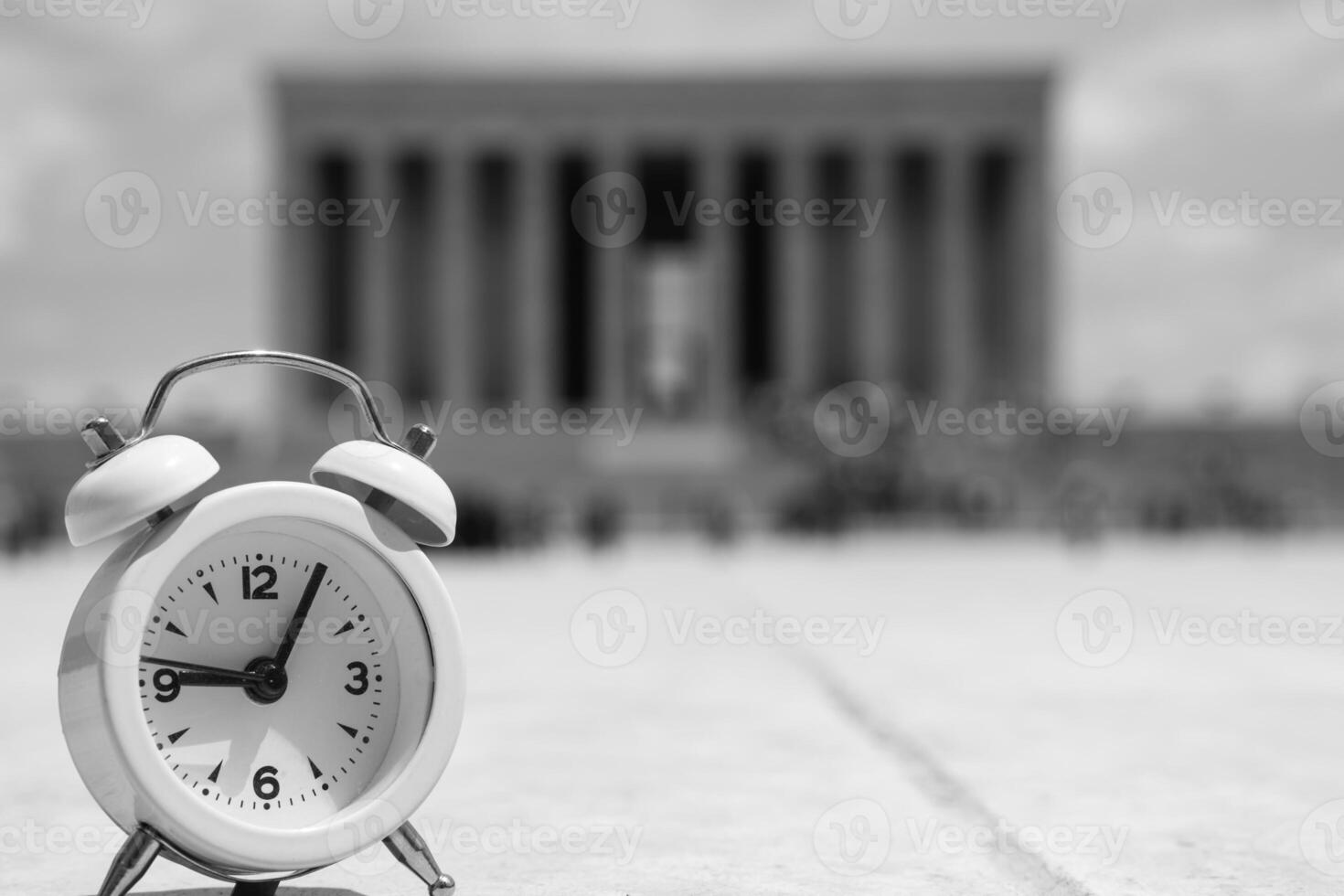 Memorial day of Ataturk concept photo. A clock and Anitkabir photo