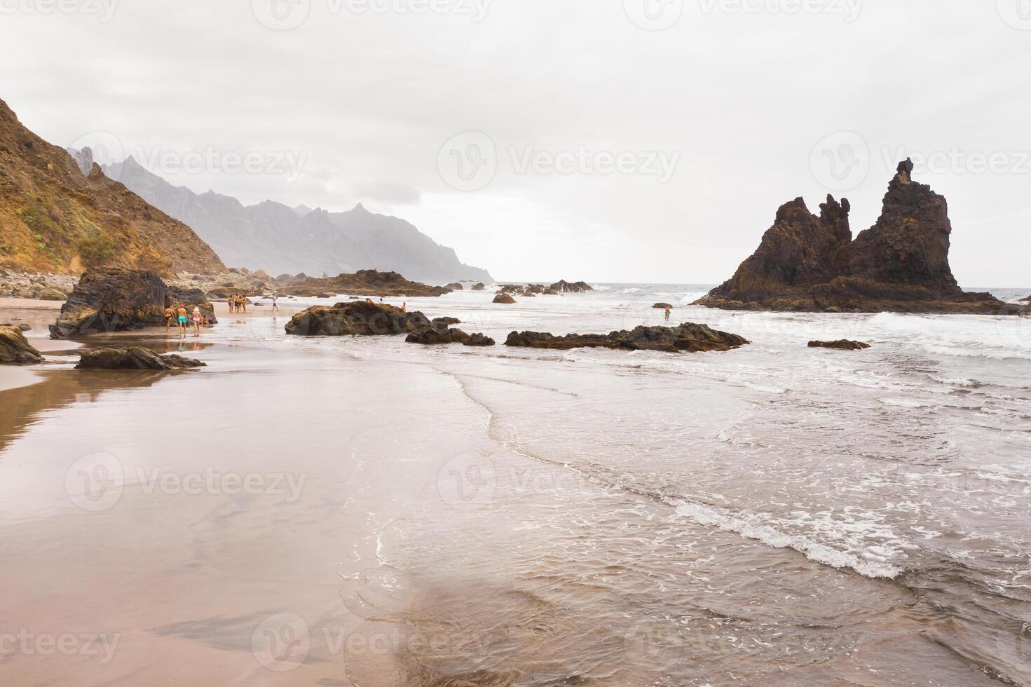 The sandy beach of Benijo on the island of Tenerife.The Canary Islands. Spain photo