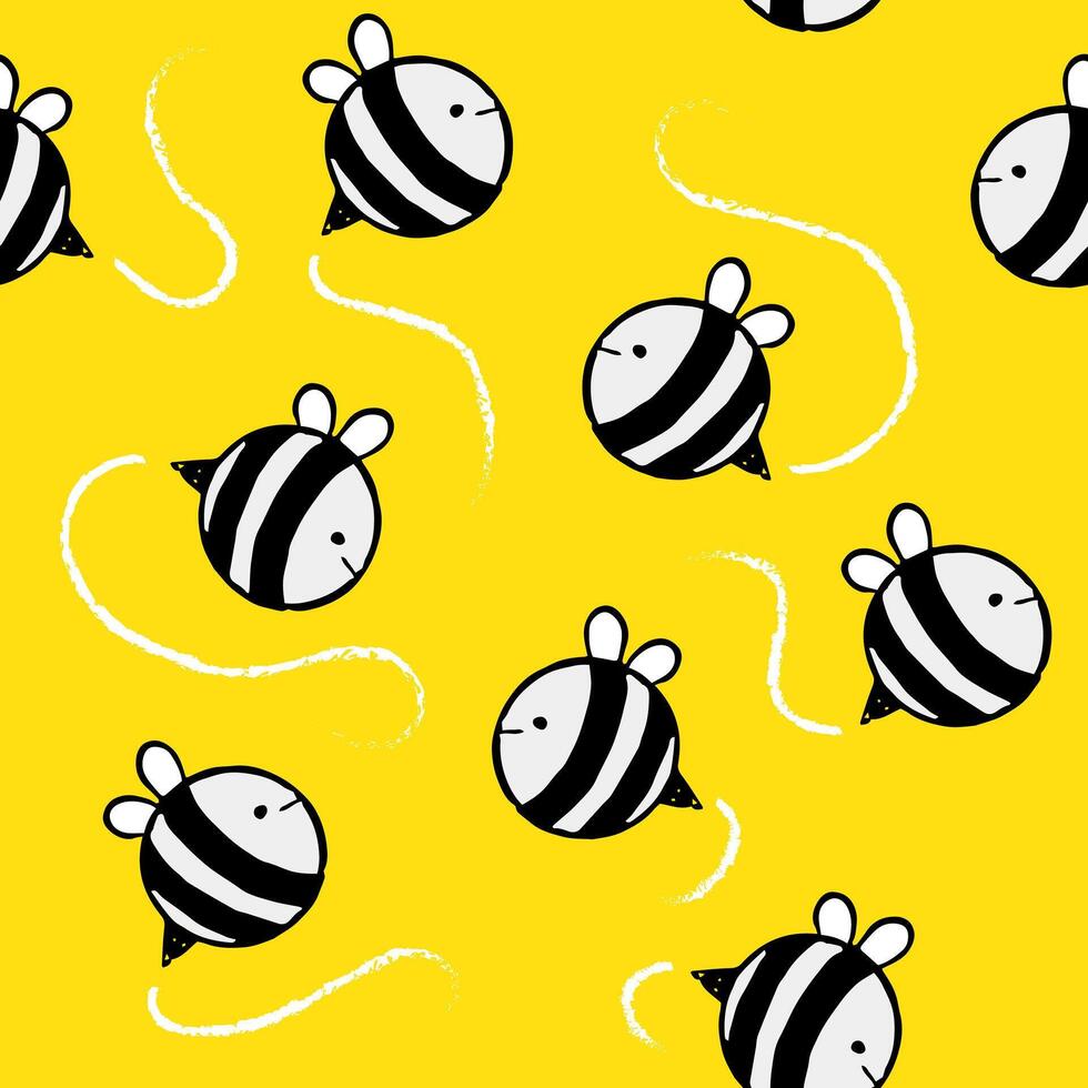 Chubby bee seamless repeat pattern vector