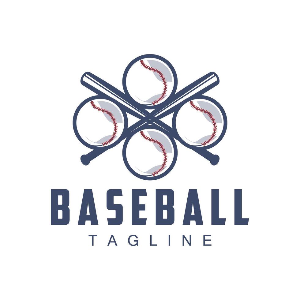 Modern vector baseball logo baseball softball sport simple bat and ball template illustration