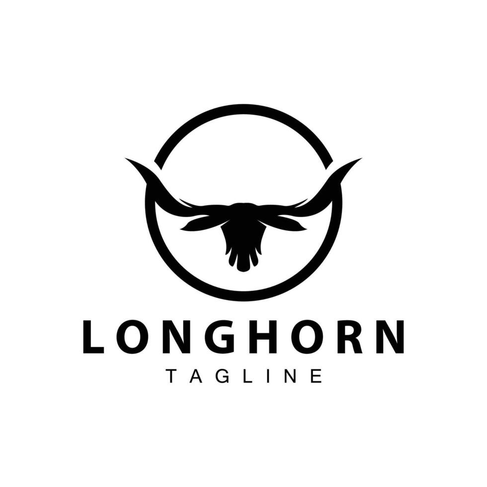 Longhorn logo design vintage old bull texas western country black silhouette vector