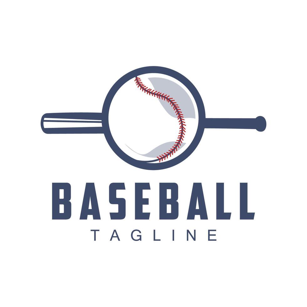 Modern vector baseball logo baseball softball sport simple bat and ball template illustration