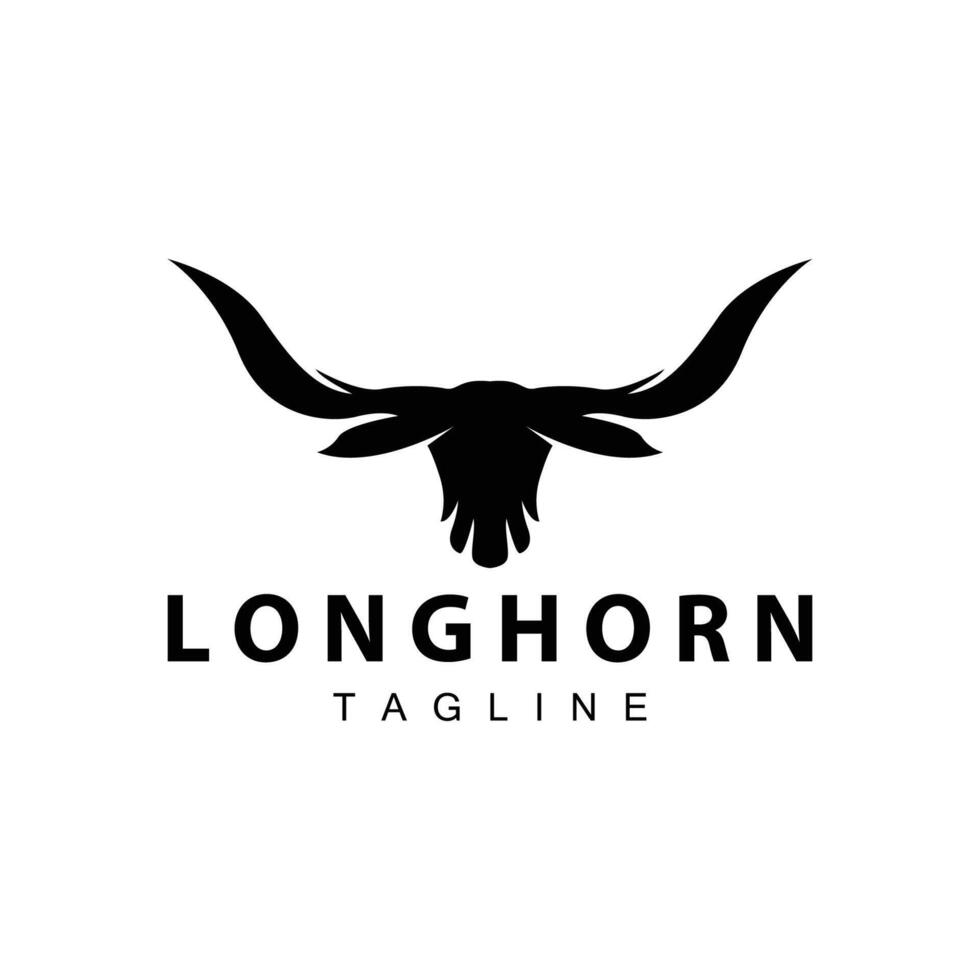 Longhorn logo design vintage old bull texas western country black silhouette vector