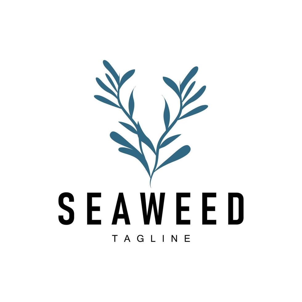 Seaweed Logo Design Underwater Plant Illustration Template vector