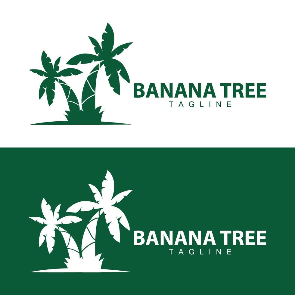 Banana Tree Logo, Fruit Tree Plant Vector, Silhouette Design, Template Illustration vector