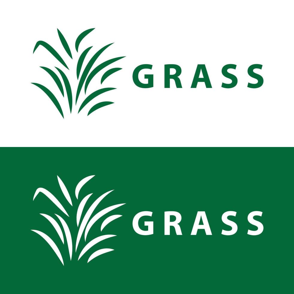 Farm illustration green grass logo design simple natural grass vector template