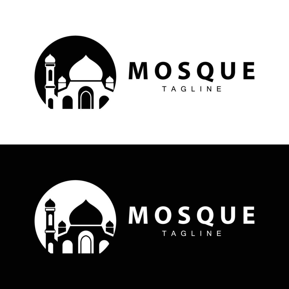 negro silueta diseño de islámico sitio de Adoración sencillo moderno minimalista mezquita logo modelo vector