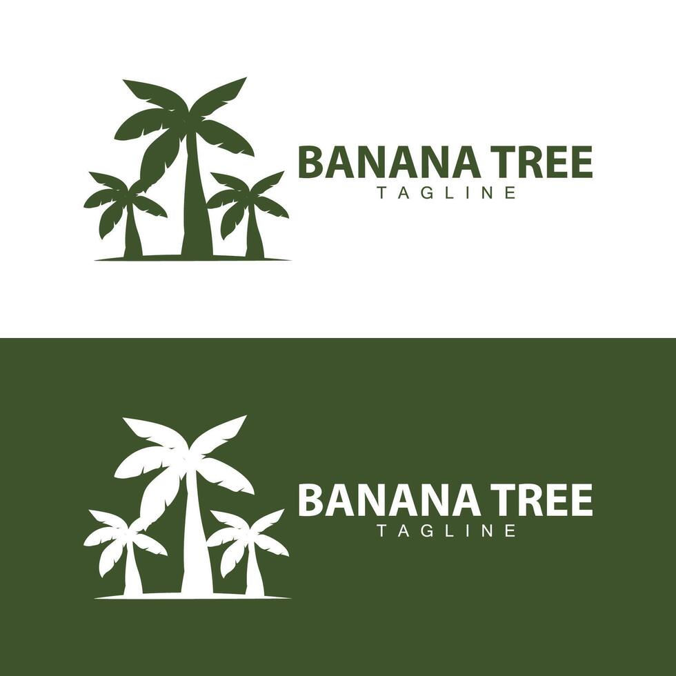 Banana Tree Logo, Fruit Tree Plant Vector, Silhouette Design, Template Illustration vector