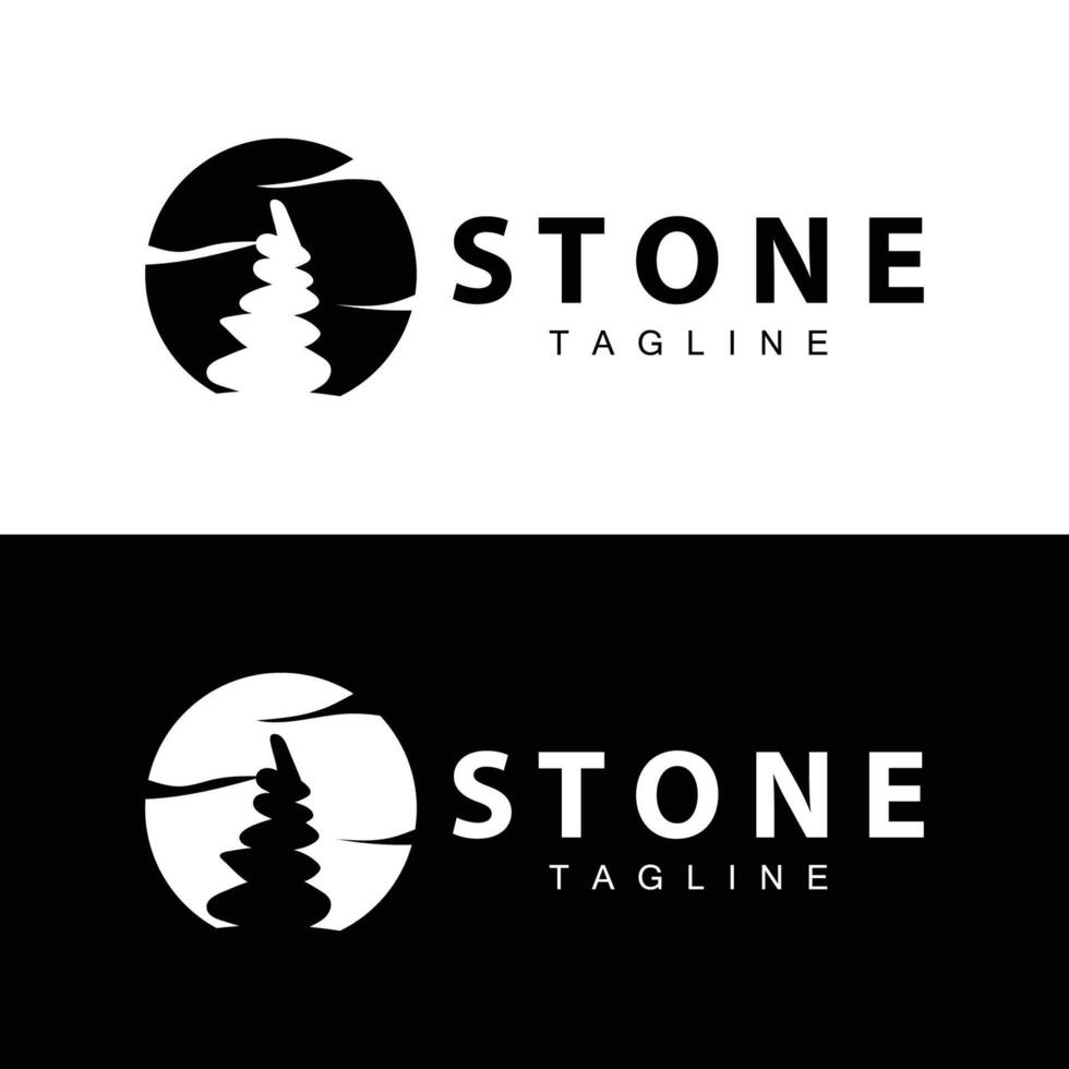 Stone Vector Logo, Stone Design Balance Milestone Vector Templet Symbol Illustration