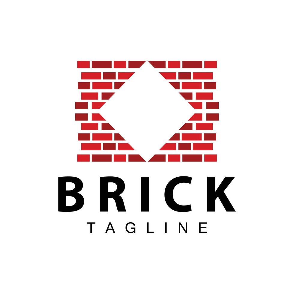 Abstract design simple red brick logo vector building material template illustration