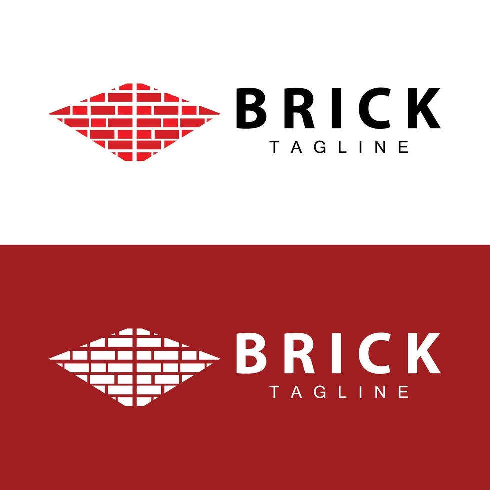 Abstract design simple red brick logo vector building material template illustration