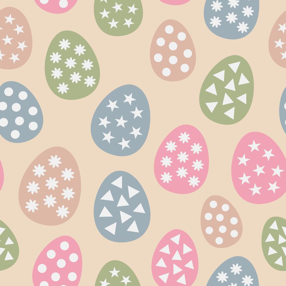 Eggs Seamless Pattern with Flower, Leaves and Hearts element. Abstract art print. Design for paper, covers, cards, fabrics, interior items and any. Vector illustration about Easter Day.