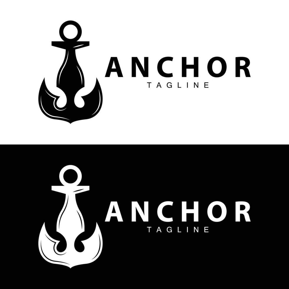 Sea ship vector icon symbol illustration simple sea anchor logo design