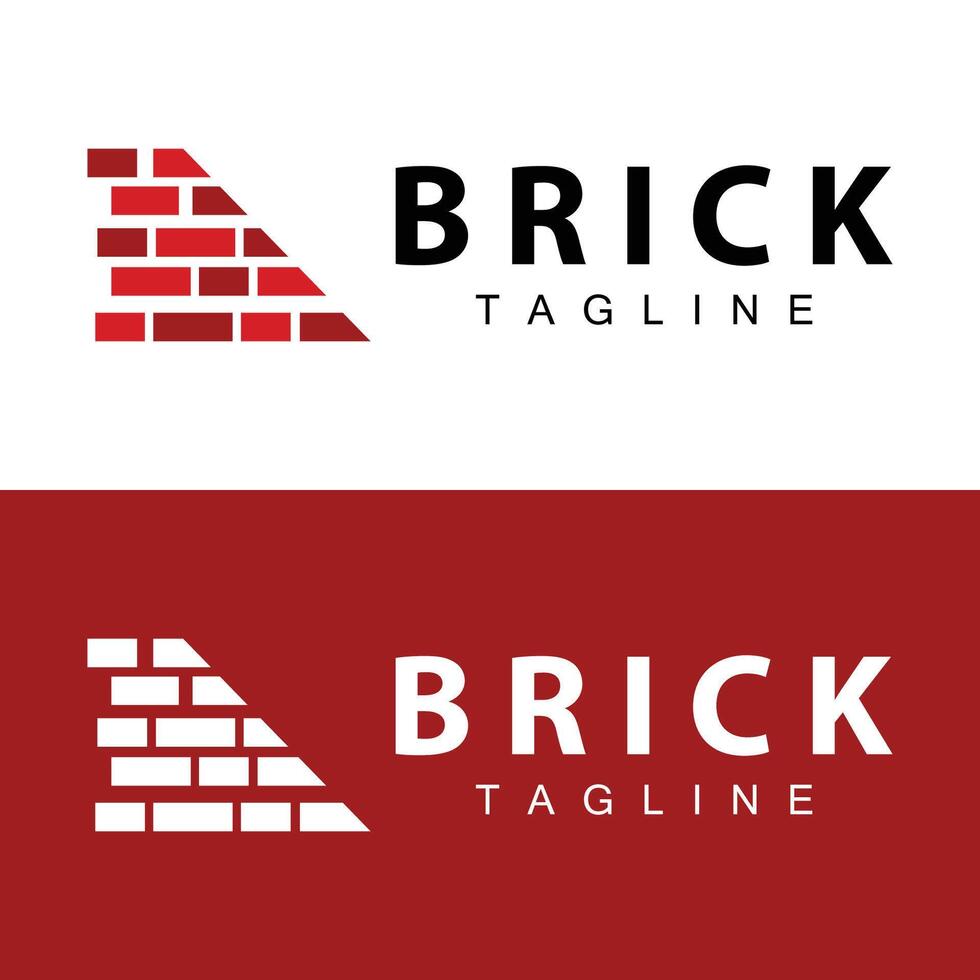 Abstract design simple red brick logo vector building material template illustration