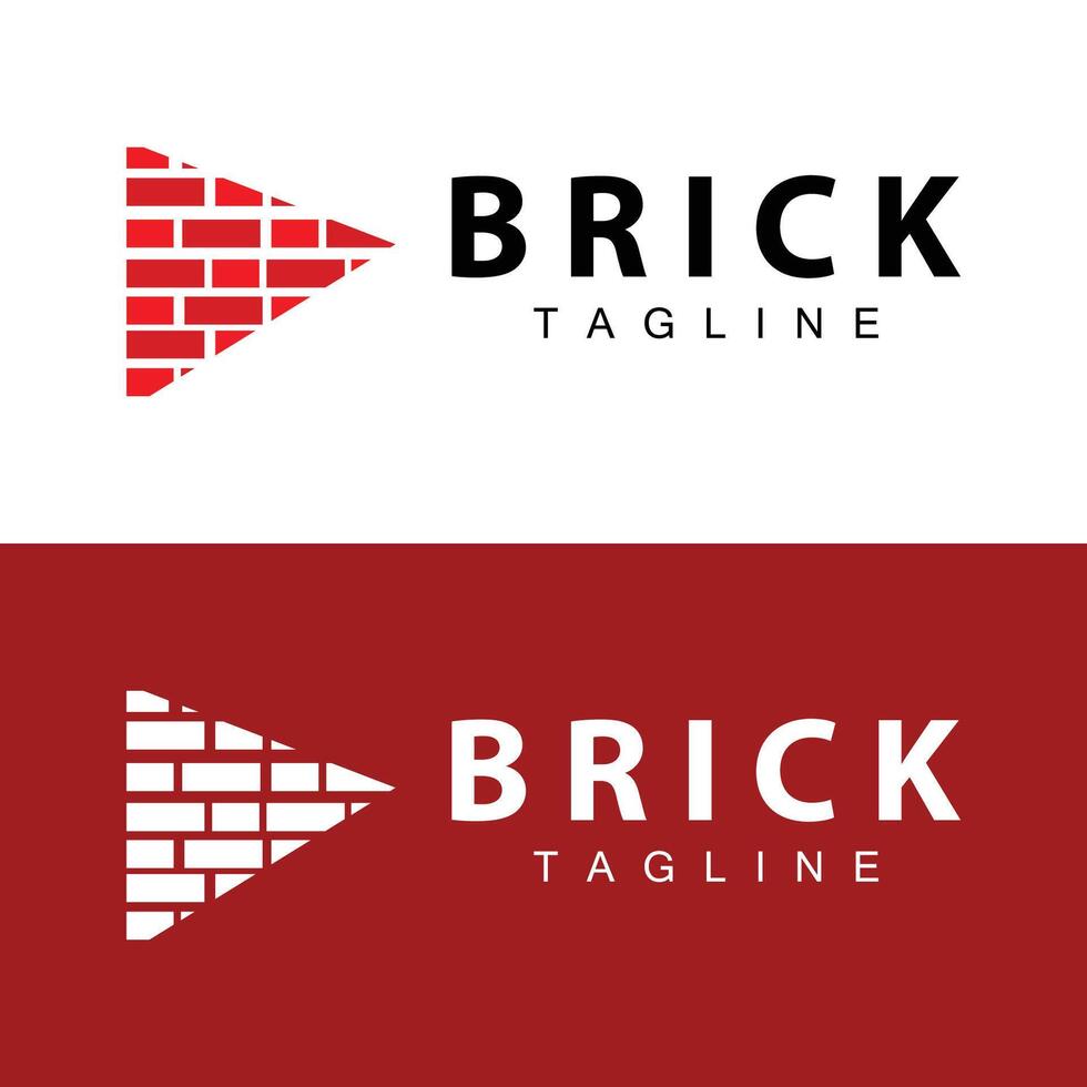 Abstract design simple red brick logo vector building material template illustration