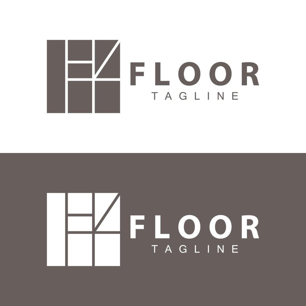 Floor Logo Design for Home Ceramic Decoration with Minimalist Abstract Shapes, Vector Templet Illustration