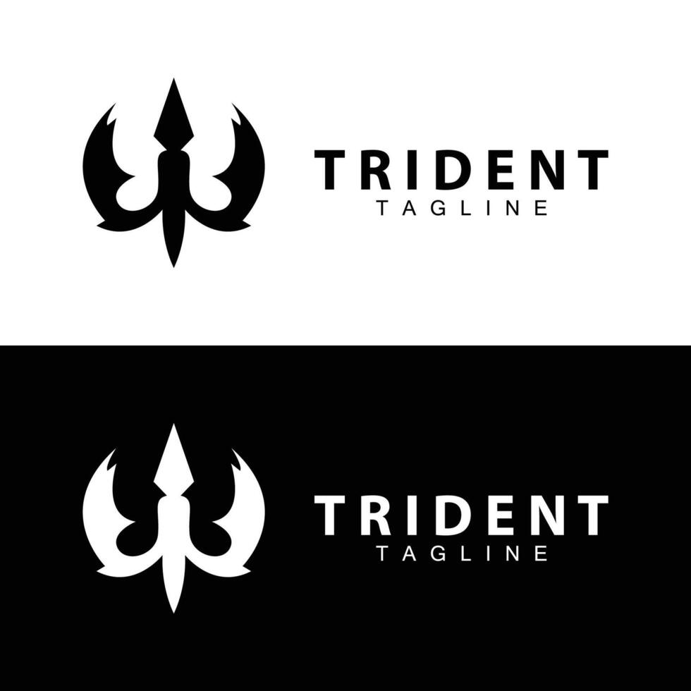 Trident logo design spear weapon vector sea king poseidon neptune symbol template