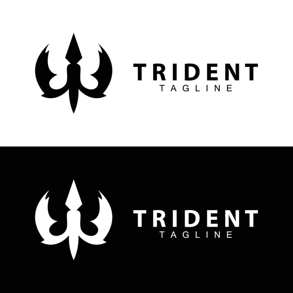 tridente logo diseño lanza arma vector mar Rey Poseidón Neptuno símbolo modelo