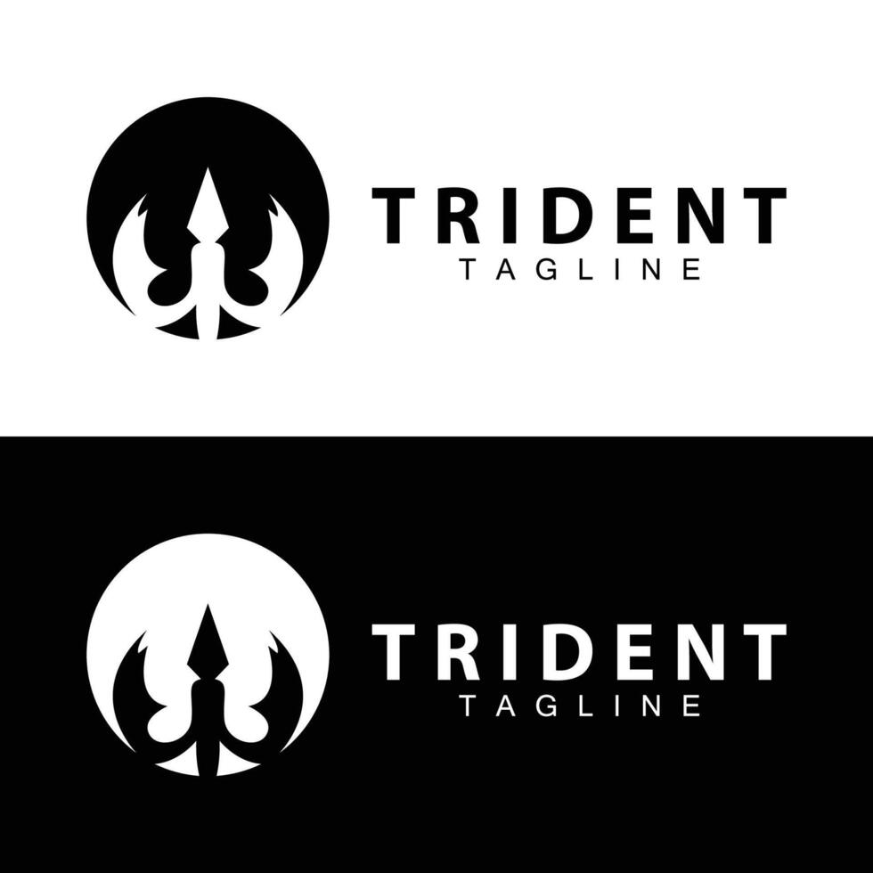 Trident logo design spear weapon vector sea king poseidon neptune symbol template