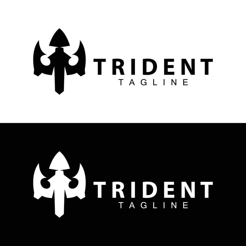Trident logo design spear weapon vector sea king poseidon neptune symbol template