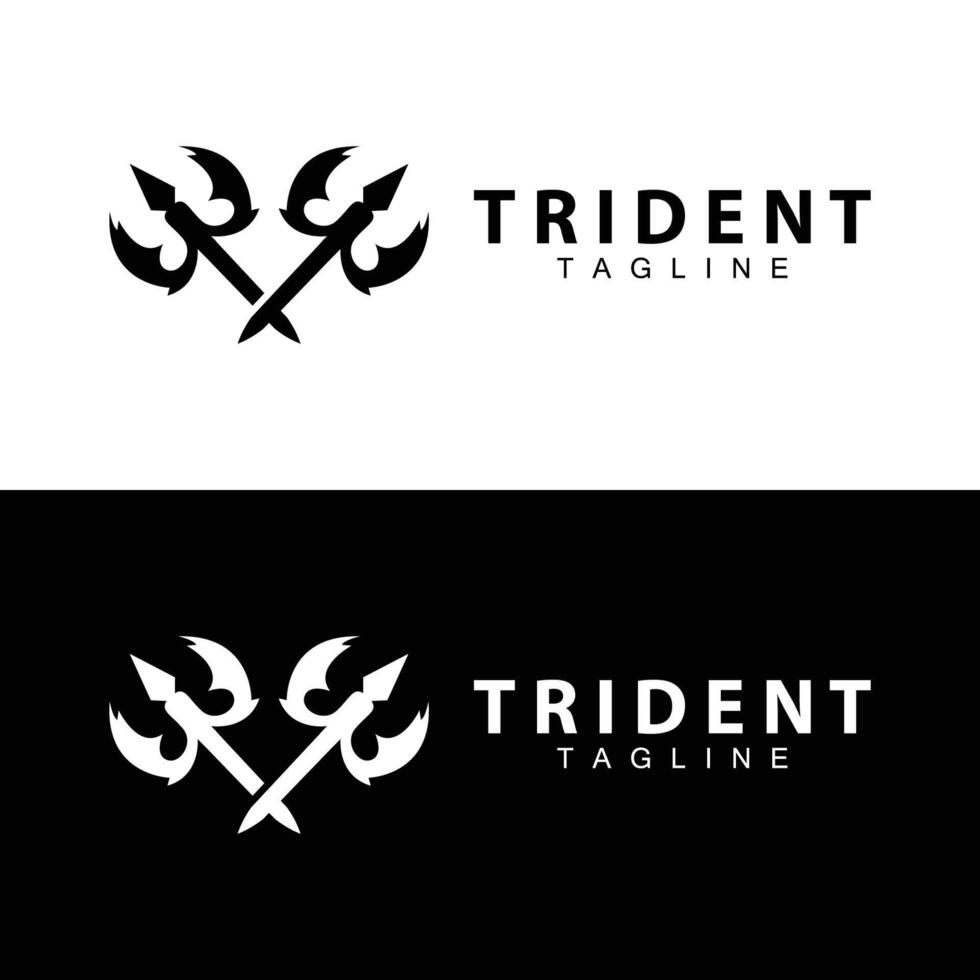 Trident logo design spear weapon vector sea king poseidon neptune symbol template