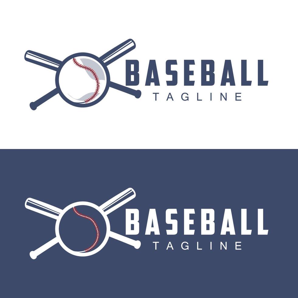 Modern vector baseball logo baseball softball sport simple bat and ball template illustration