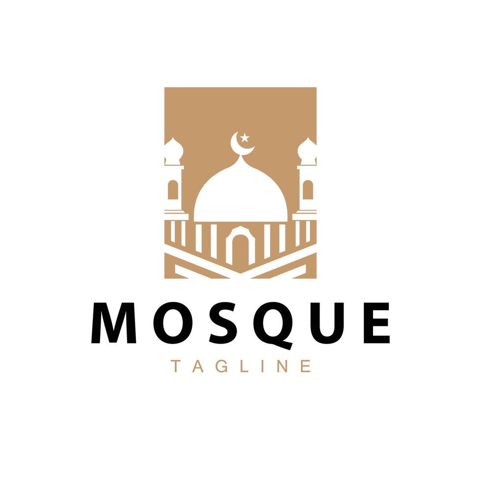 Black silhouette design of Islamic place of worship simple modern minimalist mosque logo template vector