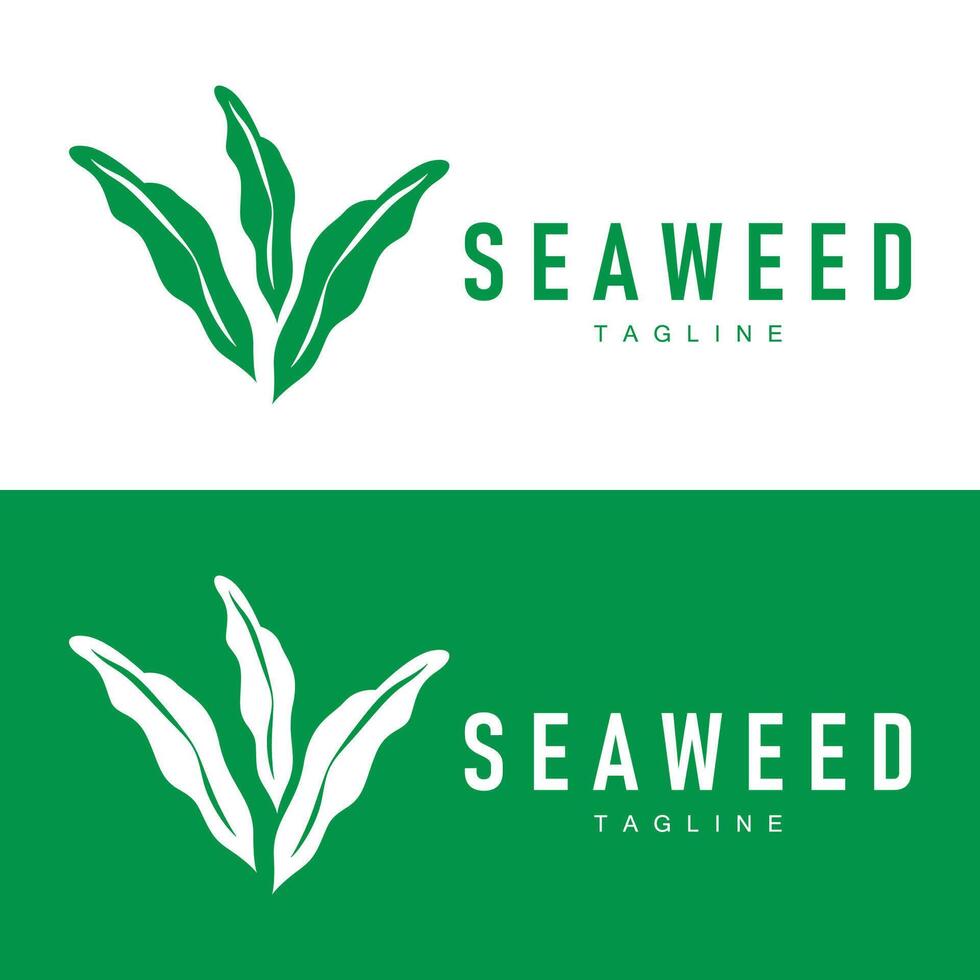 Seaweed Logo Design Underwater Plant Illustration Template vector