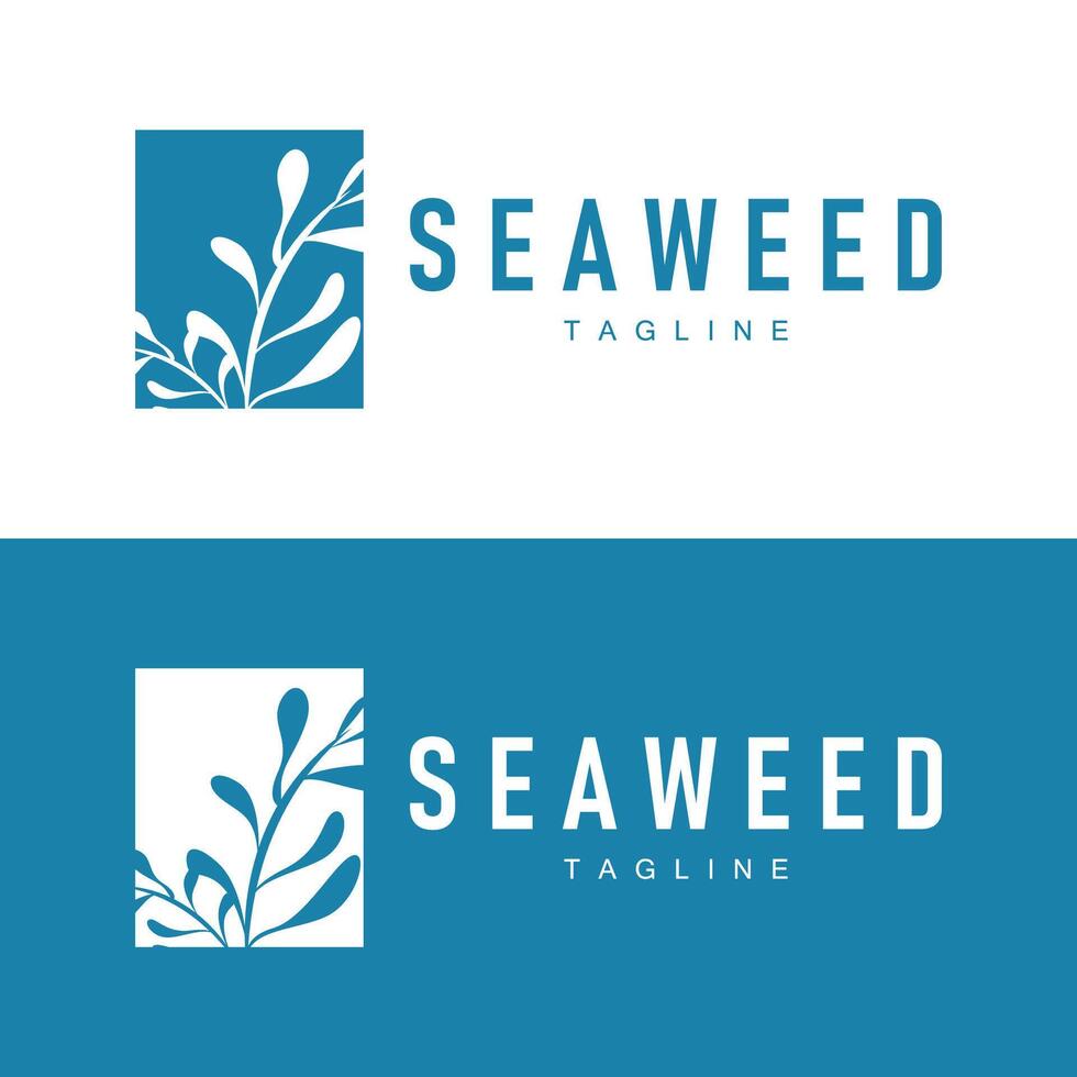 Seaweed Logo Design Underwater Plant Illustration Template vector