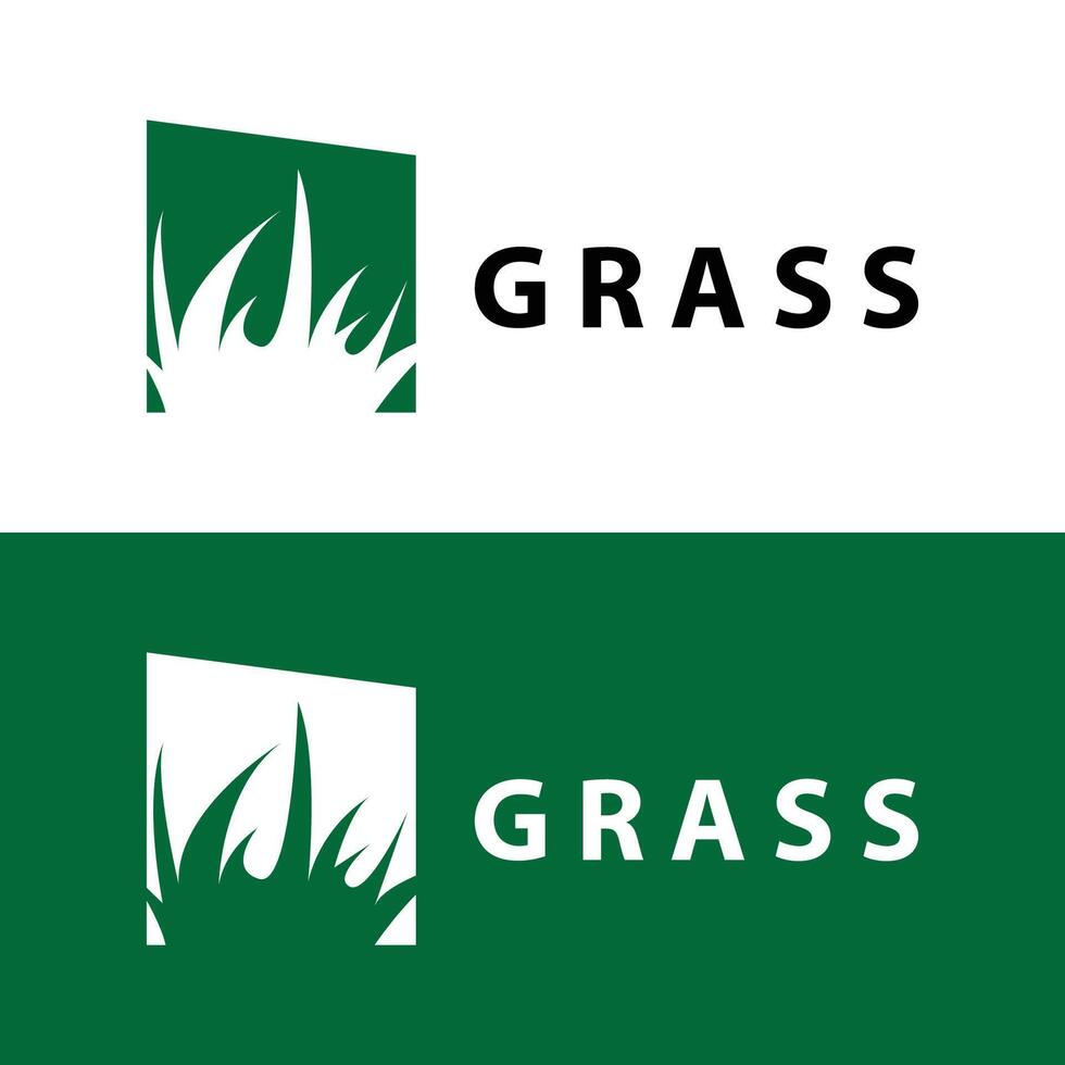 Farm illustration green grass logo design simple natural grass vector template