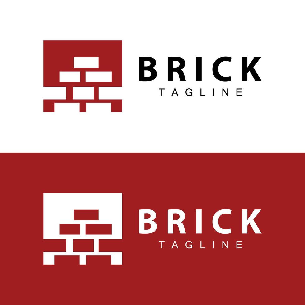 Abstract design simple red brick logo vector building material template illustration