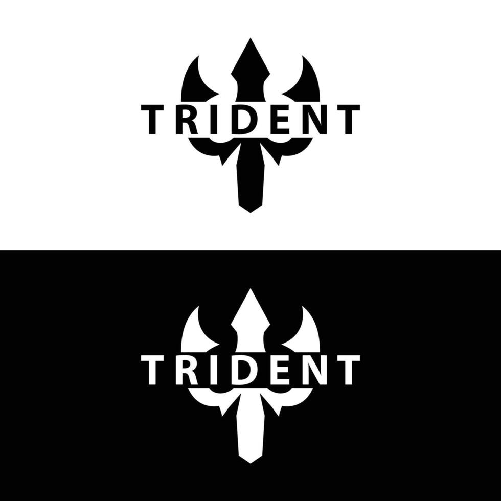 Trident logo design spear weapon vector sea king poseidon neptune symbol template