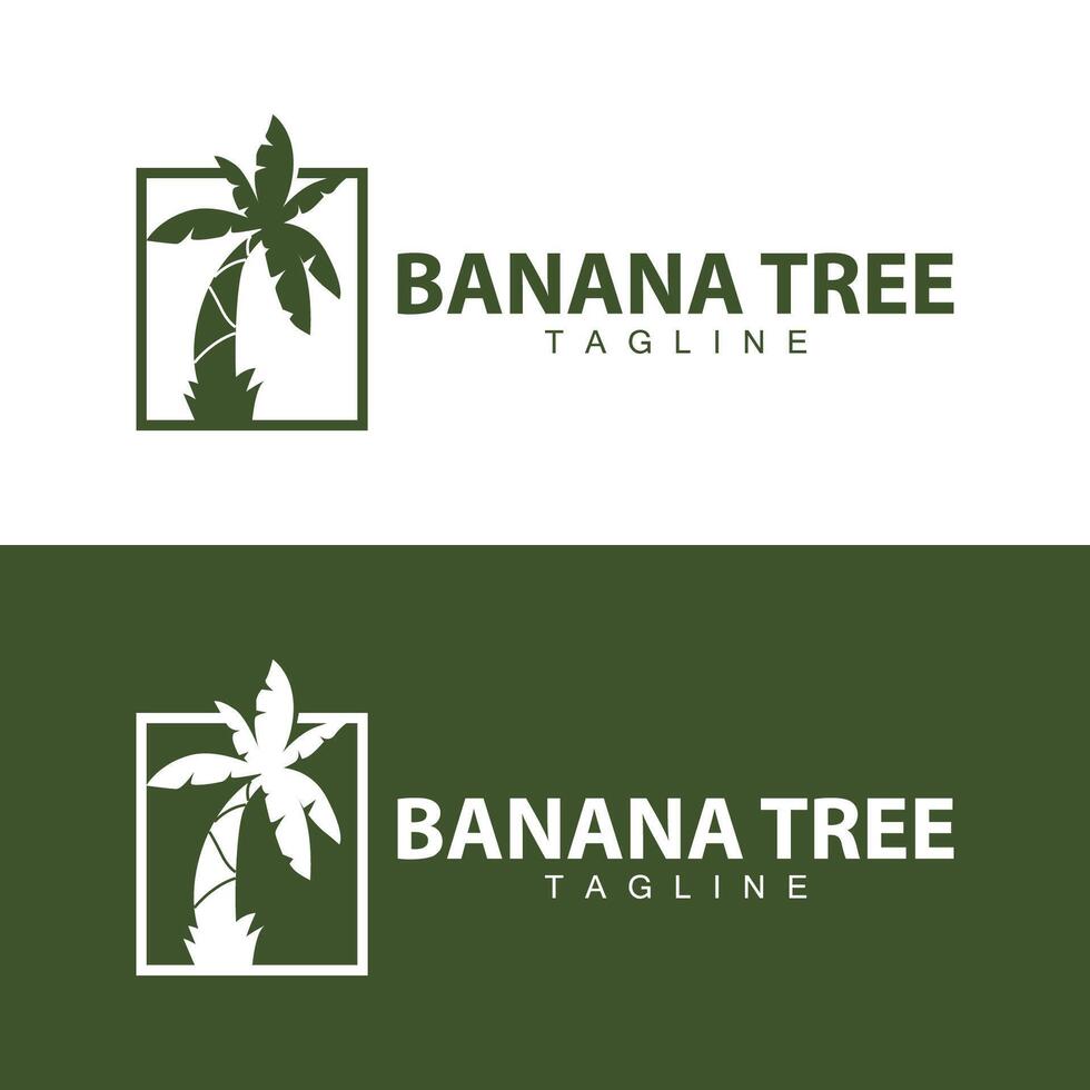 Banana Tree Logo, Fruit Tree Plant Vector, Silhouette Design, Template Illustration vector