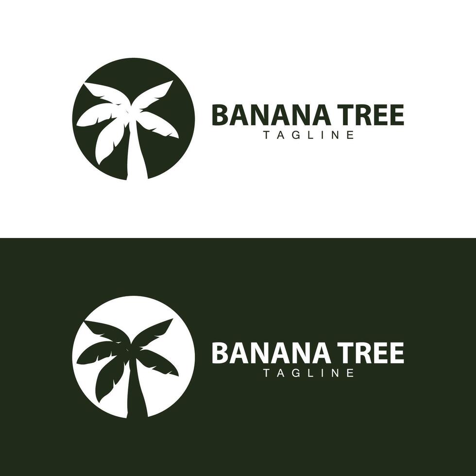 Banana Tree Logo, Fruit Tree Plant Vector, Silhouette Design, Template Illustration vector