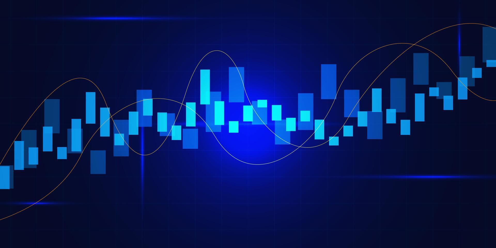 Candlestick chart graph for stock market, financial investment, forex trading and business report concept. Vector illustration.