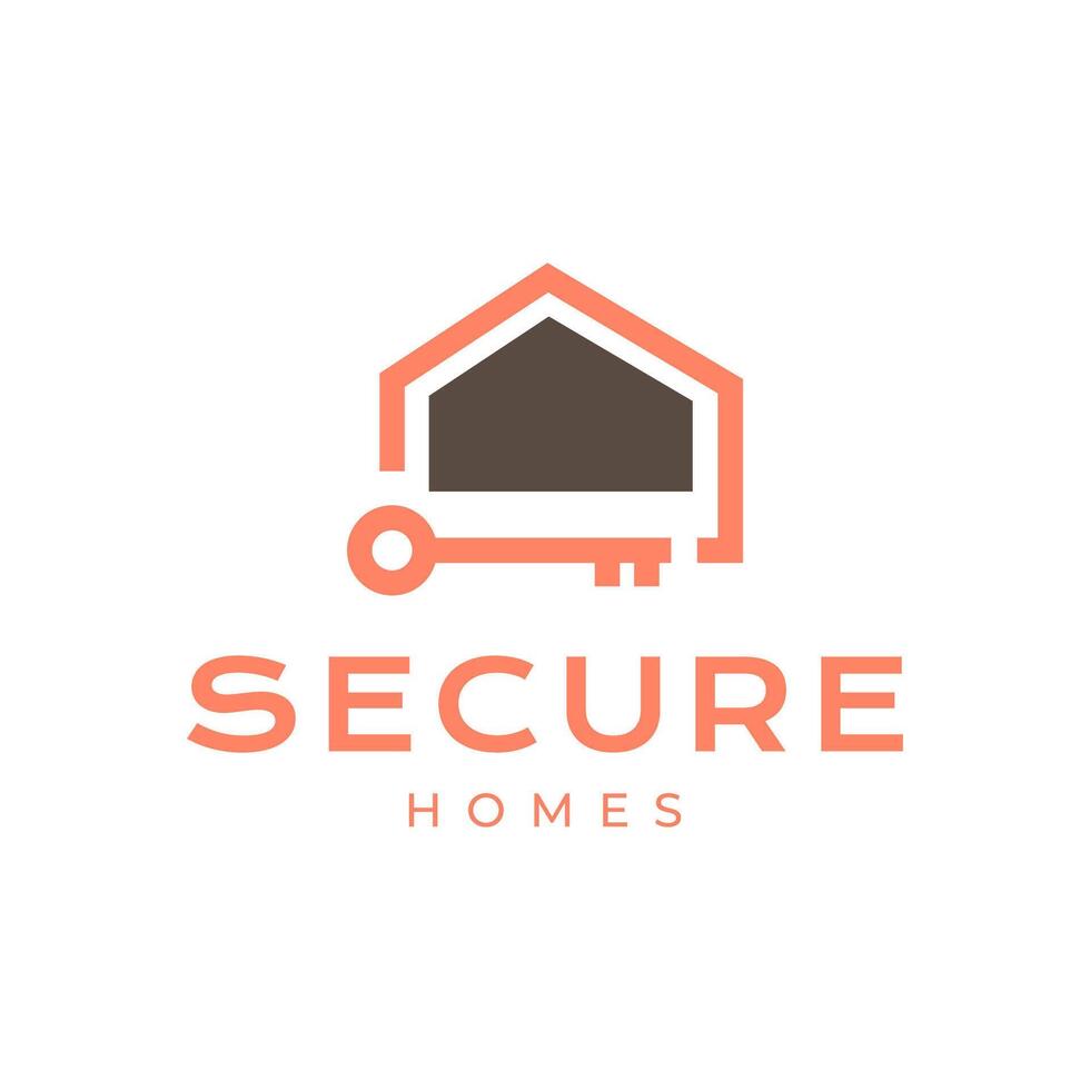home security key padlock modern architect simple minimalist logo design vector icon illustration