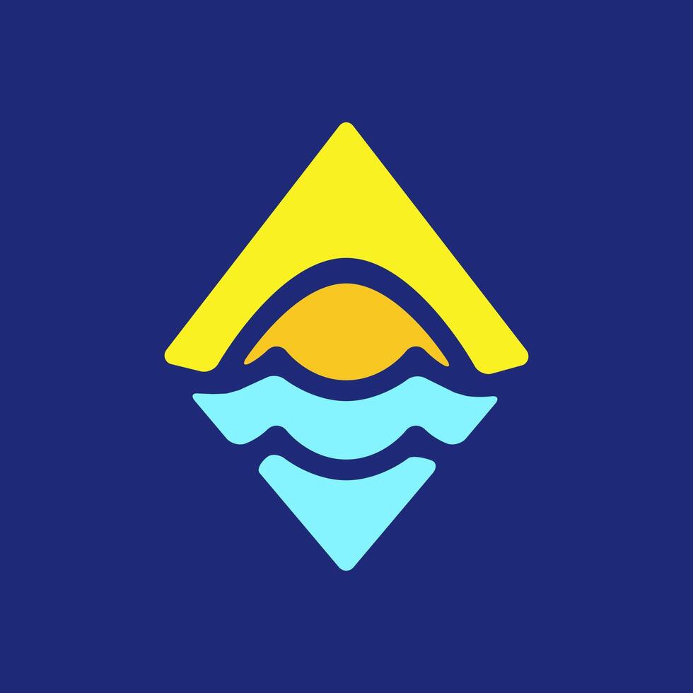 wave water sea sunset diamond shape clean colorful modern logo design vector icon illustration
