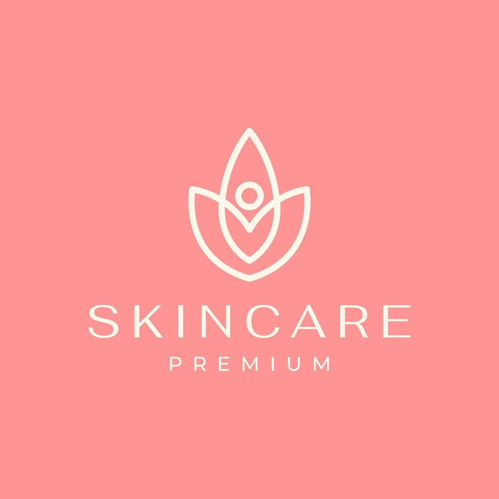 beauty feminine flower plant cubs geometric line style minimalist logo design vector icon illustration