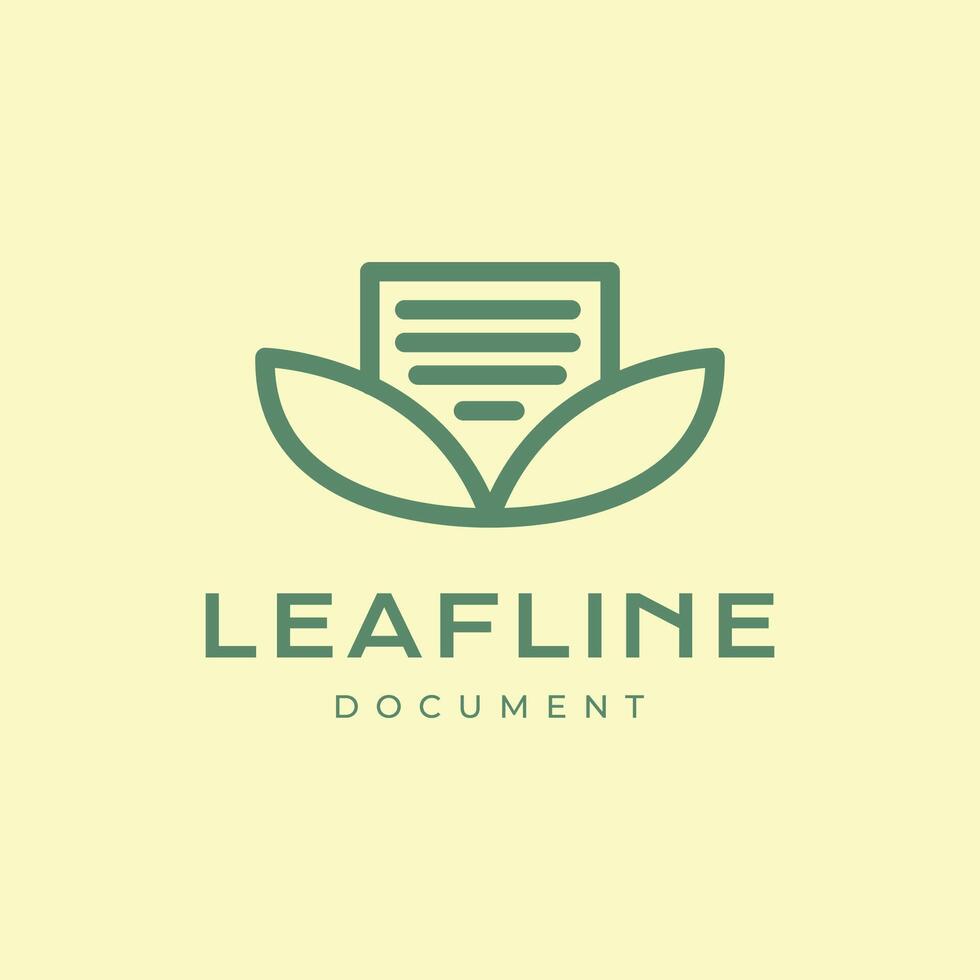 nature leaves document paper lines style clean simple minimal logo design vector icon illustration
