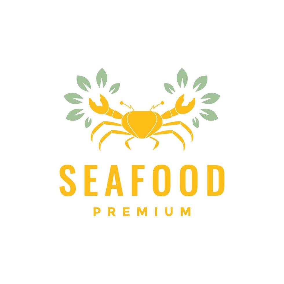 delicious cuisine nature leaves crab seafood taste colorful logo design vector icon illustration