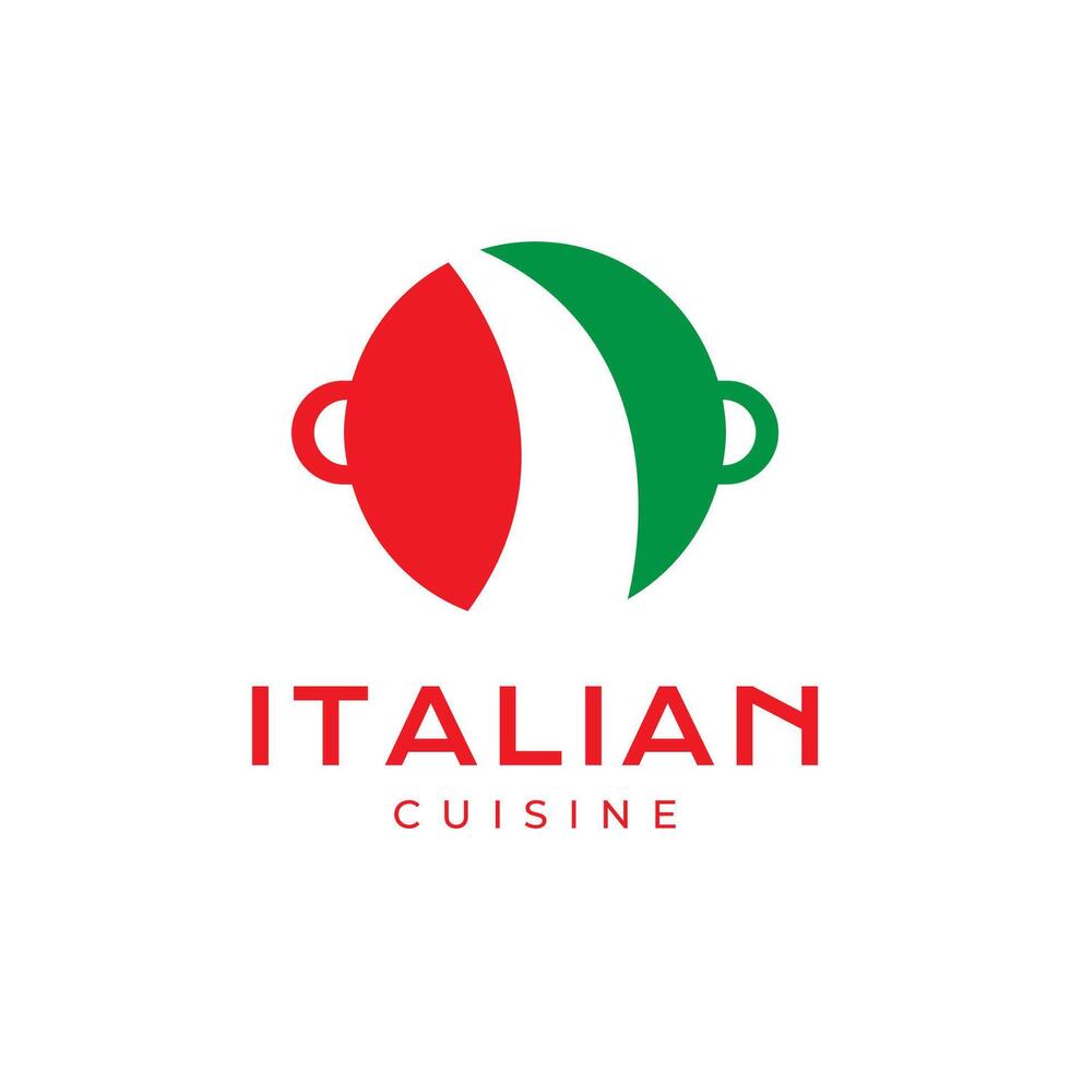 kitchen pan italian cuisine taste modern clean logo design vector icon illustration