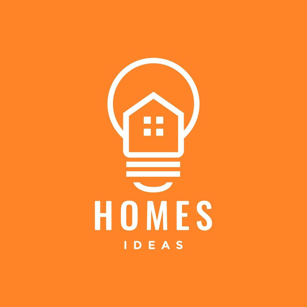 creative idea bulb lamp home architecture modern line minimalist style logo design vector icon illustration