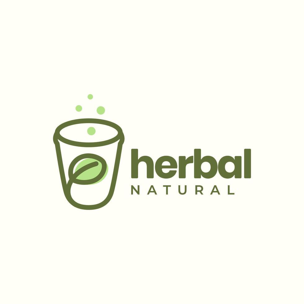 naturaleza herbario bebida hojas salud cuidado vistoso sencillo resumen línea estilo logo diseño vector icono ilustración