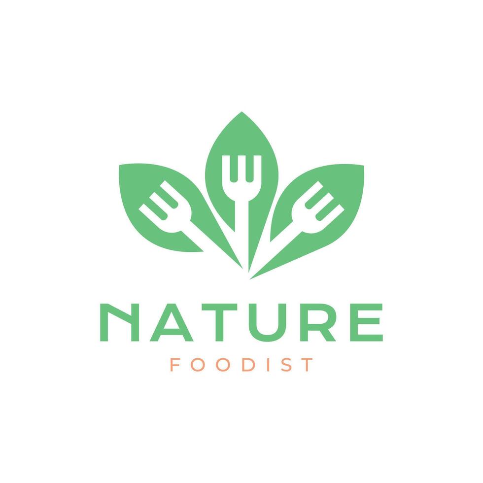 naturaleza salud vegetal comida tenedor grupo moderno vistoso sencillo estilo logo diseño vector icono ilustración